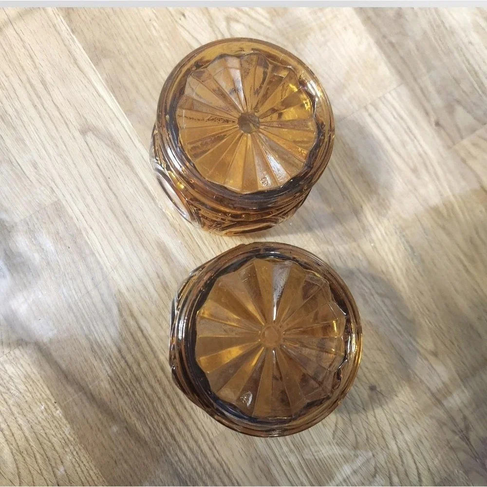 Vintage Wheaton Bullseye Amber Glass Sugar Bowl Votive Holder